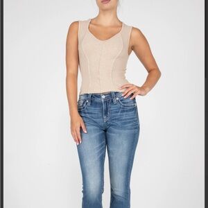 Miss Me Beige Bodysuit Top